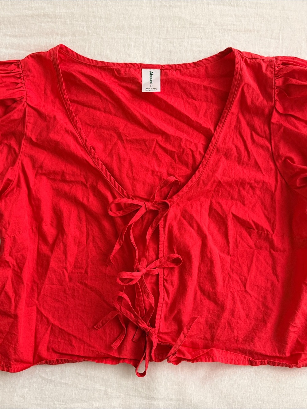Abound Red Tie-Front Crop Top